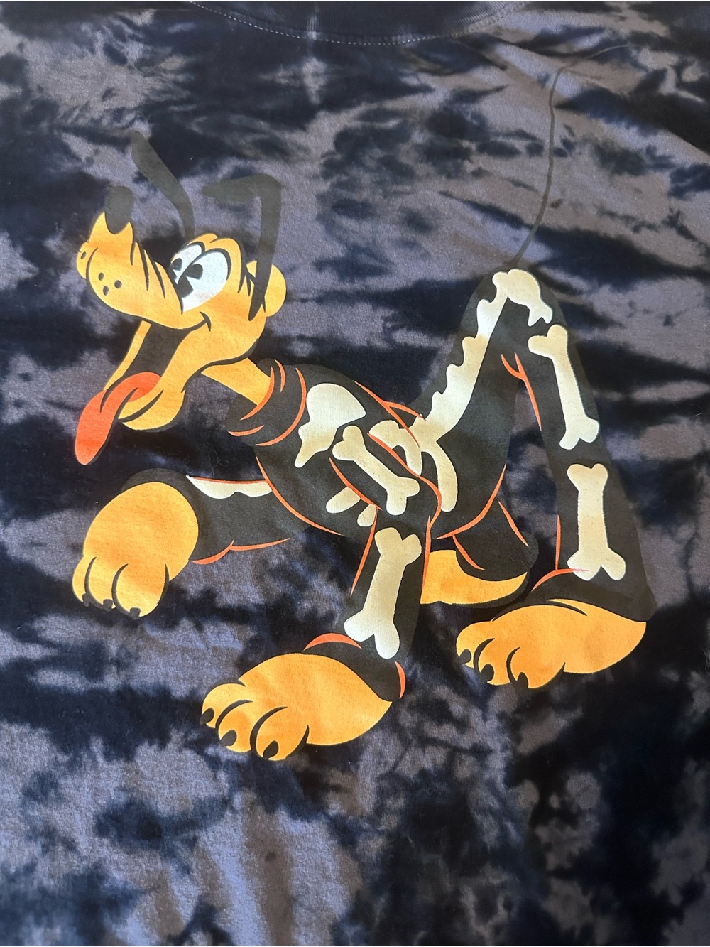 Disney Parks Howl-O-ween Pluto Skeleton Glow-in-the-dark Tie Dye T Unisex XXL - Picture 4 of 9
